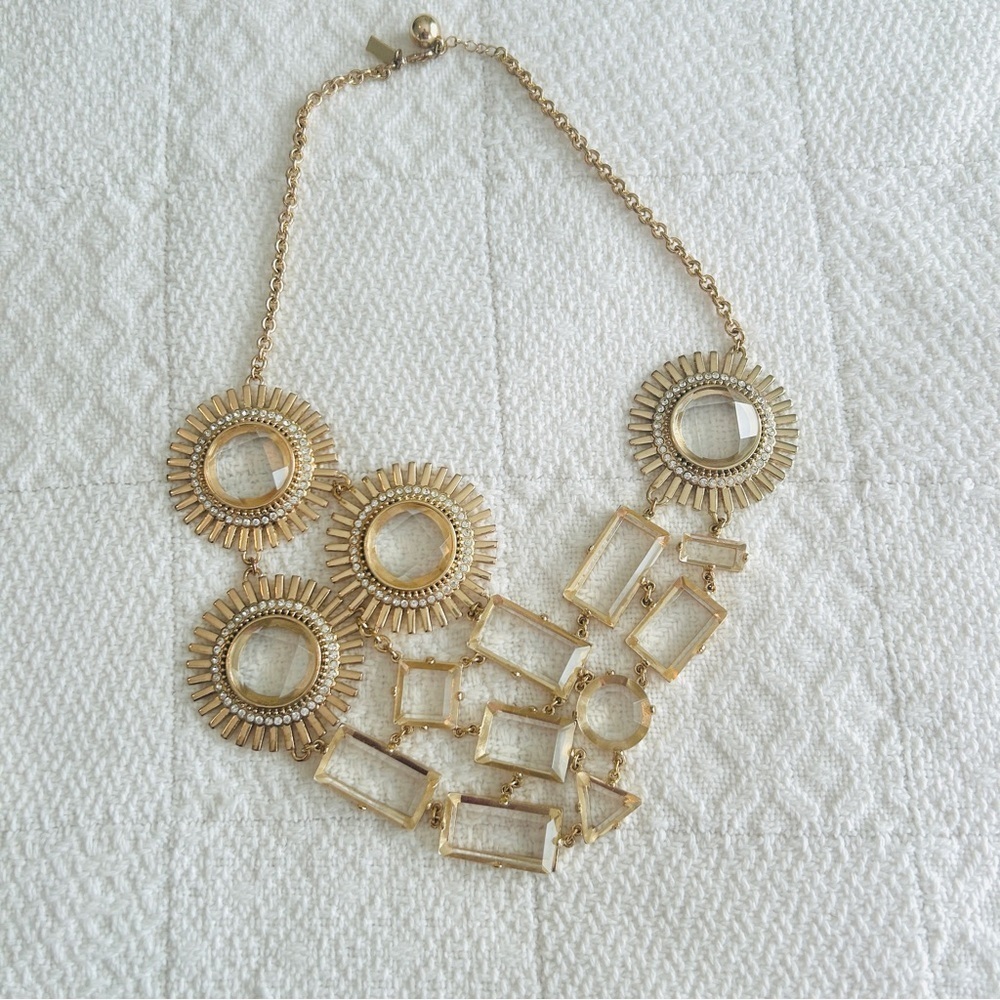 kate spade Lorelei Necklace Gold and Clear Sunburst Facted Stones Statement - Picture 6 of 11